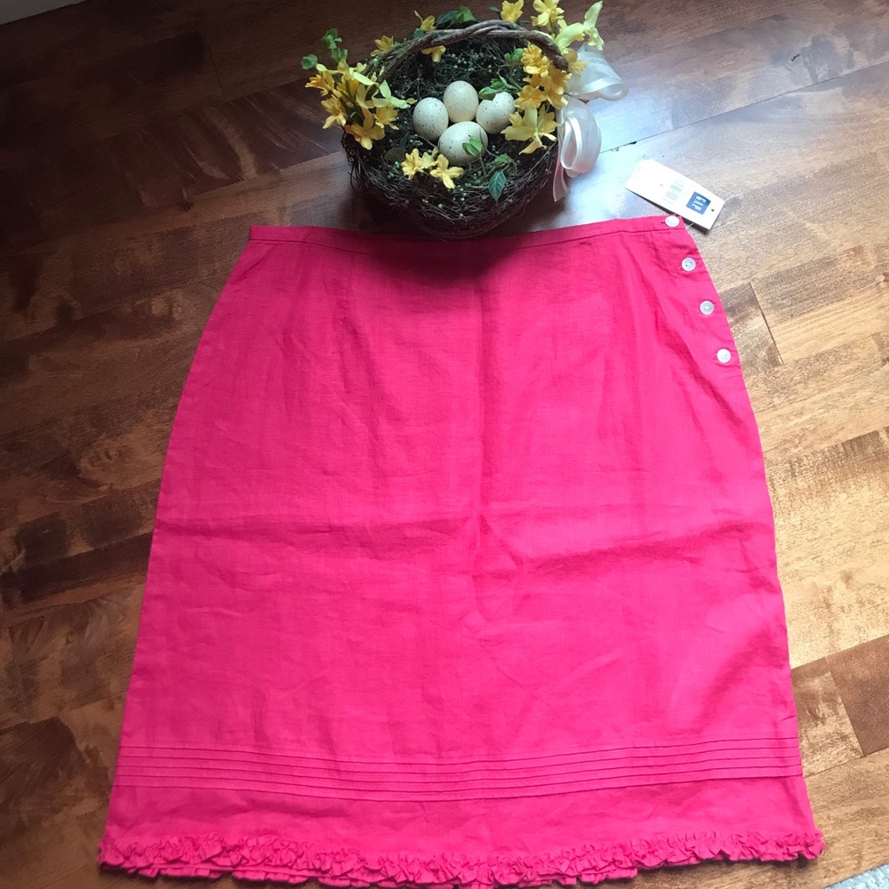 GAP linen button detail pink skirt